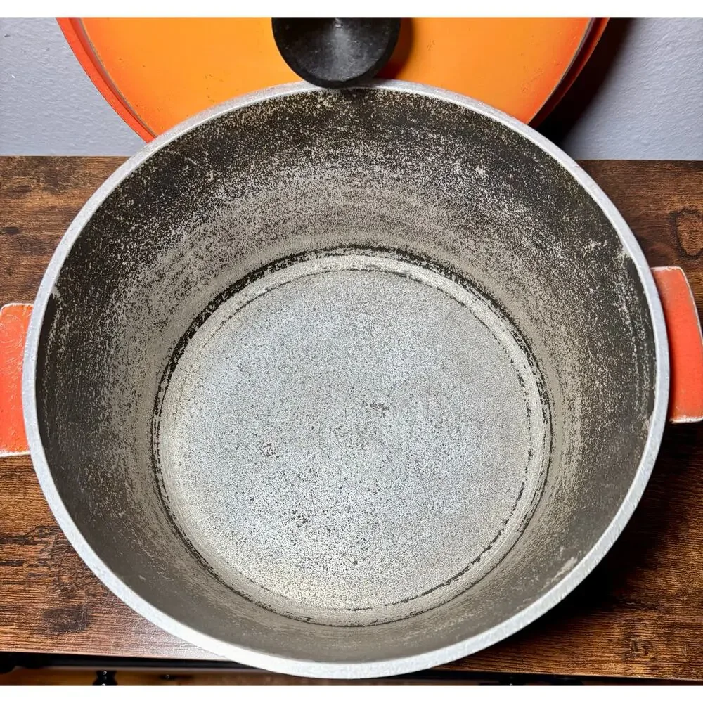 Vintage Namco Australia 1970s Flame Orange Aluminum Dutch Oven 4Qt with Lid